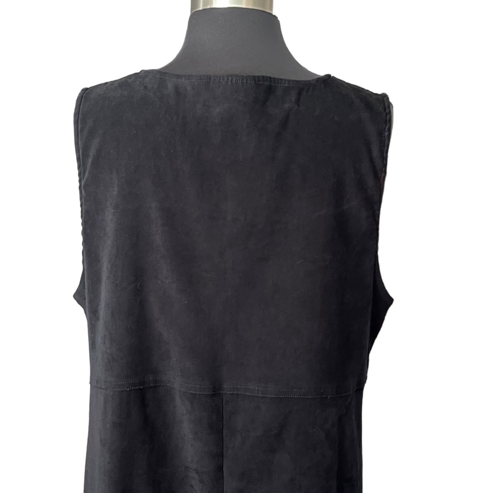 Vintage black velour maxi dress sleeveless L - Picture 9 of 11